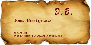 Doma Benignusz névjegykártya